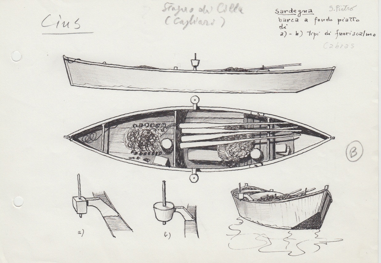 162-Sardegna - S. Pietro - cabras - barca a fondo piatto - a b tipi di fuoriscalmo